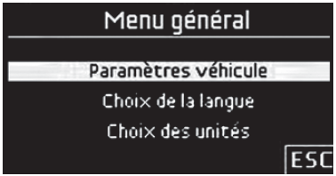 Paramètres véhicule